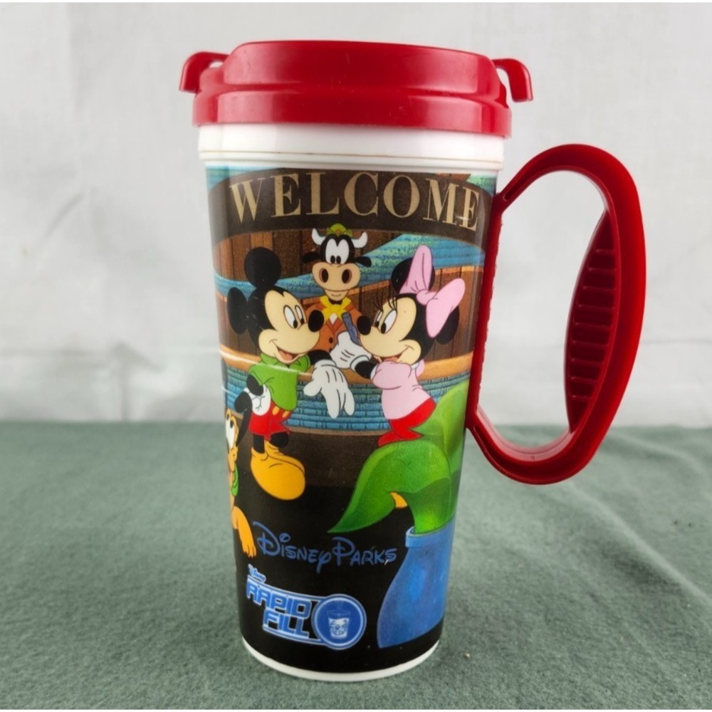 Walt Disney World Park Souvenir Mug Cup Red Lid Rapid Refill Mickey Mouse